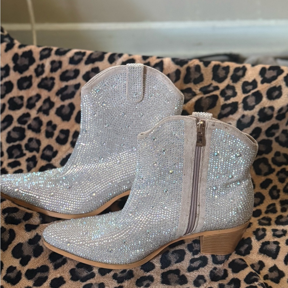 Sparkling Silver Ankle Boots